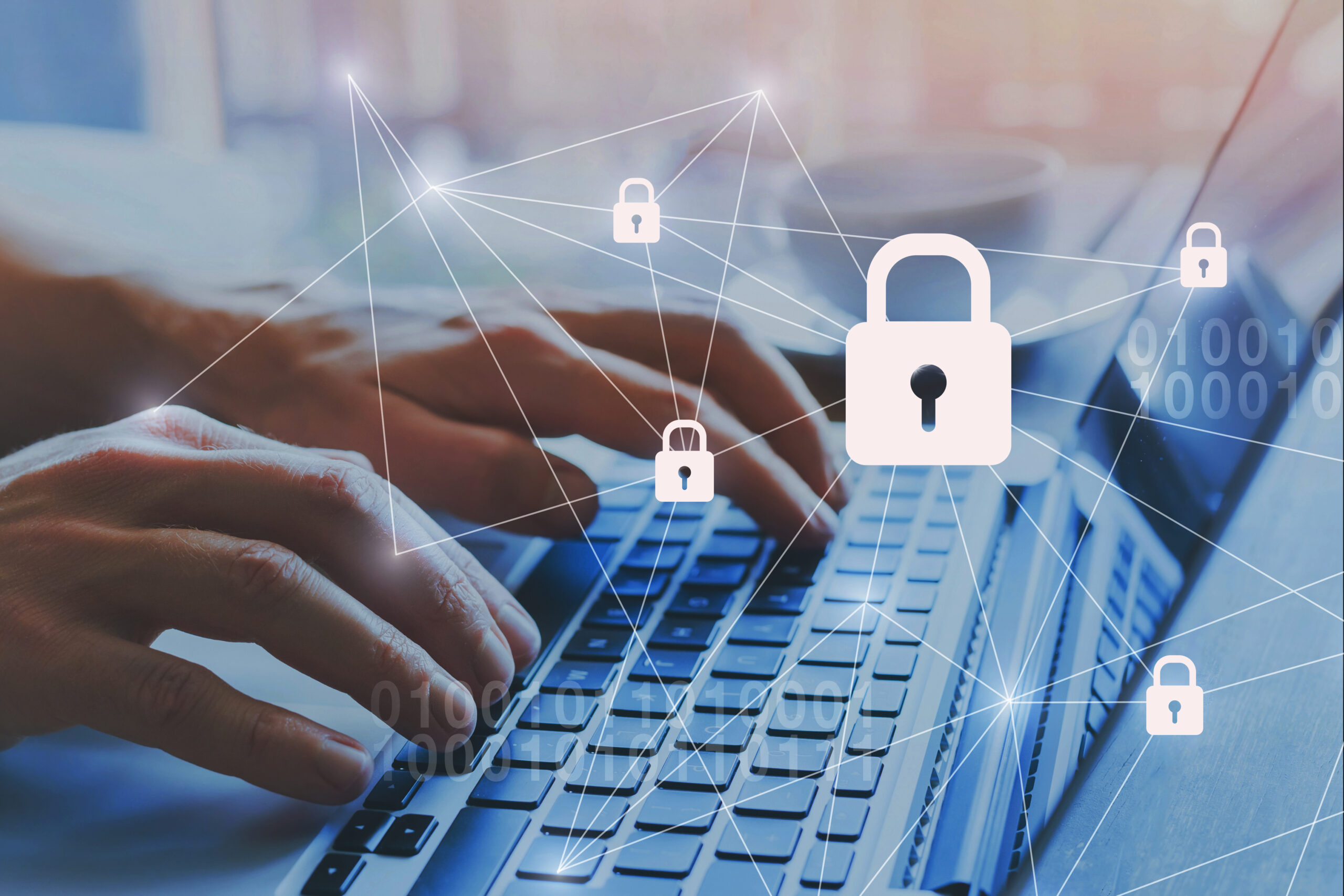 internet security and data protection concept, blockchain and cy